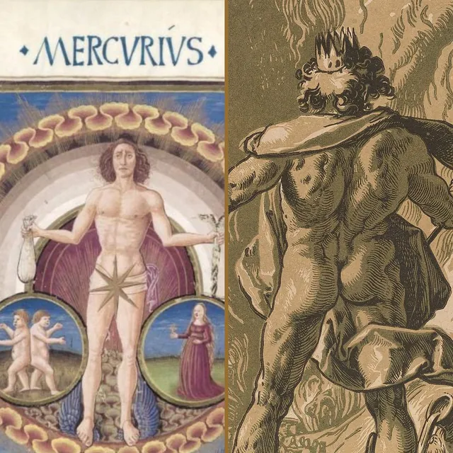 Mercury and Pluto side by side, in old artworks